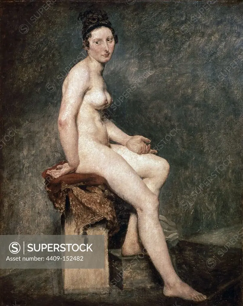 'Seated Nude, Mademoiselle Rose', 1817-1820, Oil on canvas, 81 x 65 cm. Author: EUGENE DELACROIX (1798-1863). Location: LOUVRE MUSEUM-PAINTINGS. France.
