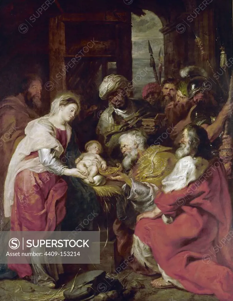 Adoration of the Magi - 1626-29 - 283x219 cm - oil on canvas - Flemish Baroque. Author: PETER PAUL RUBENS. Location: LOUVRE MUSEUM-PAINTINGS. France. CHILD JESUS. VIRGIN MARY. SAN JOSE ESPOSO DE LA VIRGEN MARIA. Melchor. Gaspar. BALTASAR.