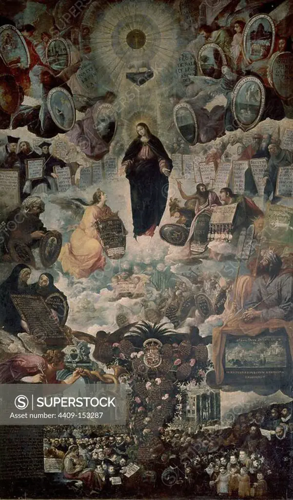 'Alegoría de la Virgen Inmaculada', 1616, Oil on canvas, 360 x 231 cm, CE0930. Author: JUAN DE ROELAS (1558-1625). Location: MUSEO NACIONAL DE ESCULTURA-COLECCION. Valladolid. SPAIN. VIRGIN MARY. INMACULADA CONCEPCION.