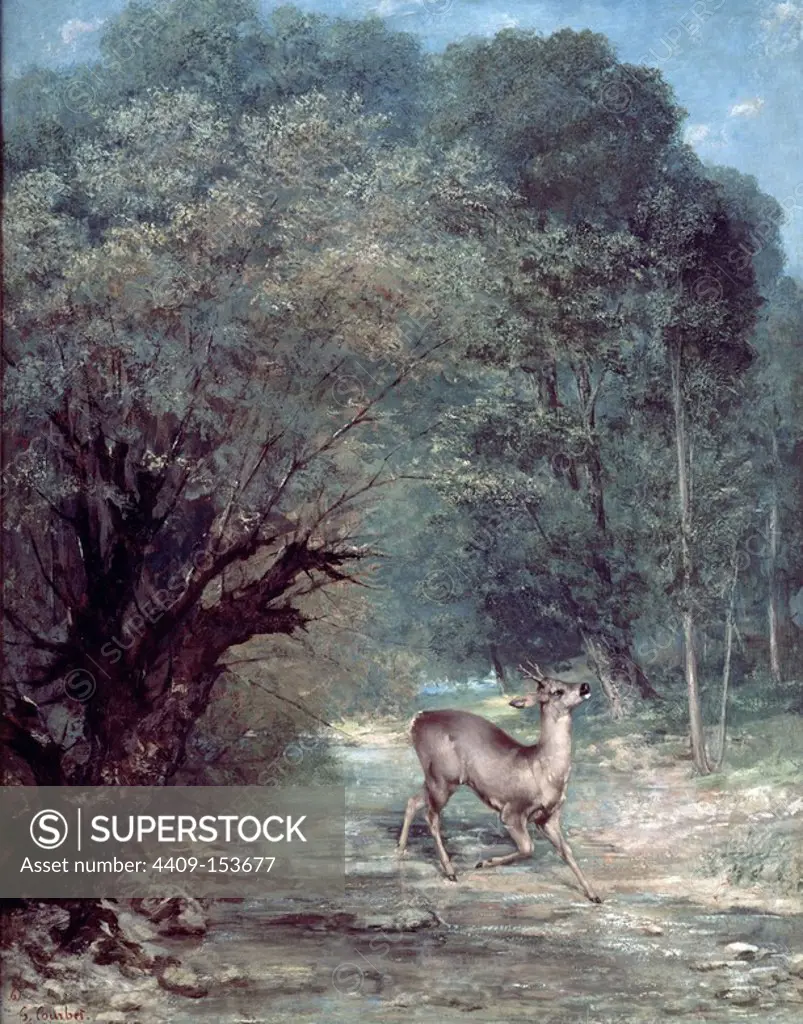 The Hunted Roe-Deer on the alert, Spring - 1867 - 111x85 cm - oil on canvas. Author: GUSTAVE COURBET. Location: LOUVRE MUSEUM-PAINTINGS. France.