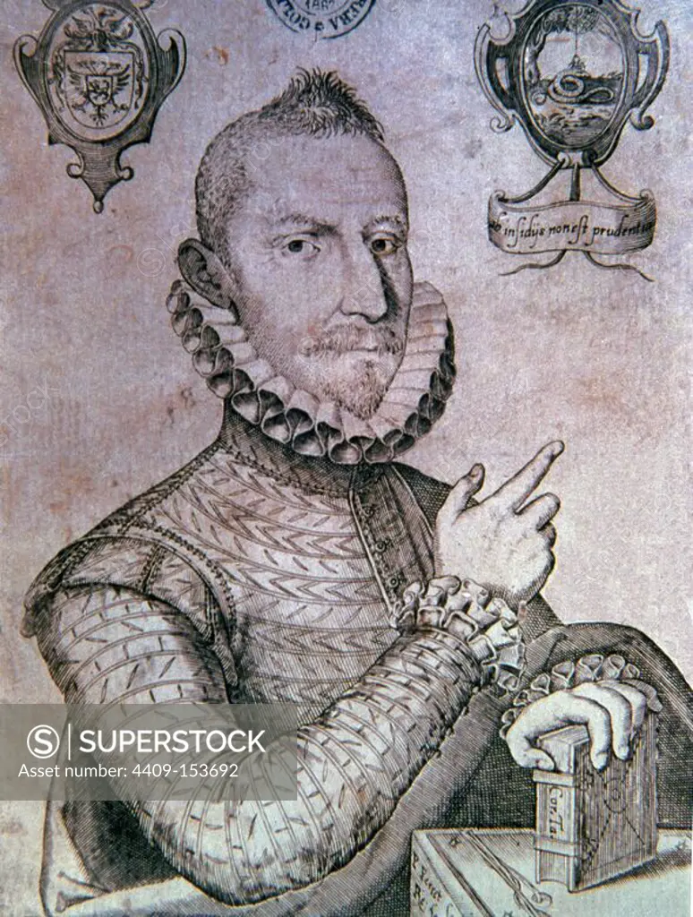 MATEO ALEMAN (1547-1615) - AUTOR DE NOVELA PICARESCA GUZMAN DE ALFARACHE - 1599. Author: PERRET PEDRO. Location: BIBLIOTECA NACIONAL-COLECCION. MADRID. SPAIN.