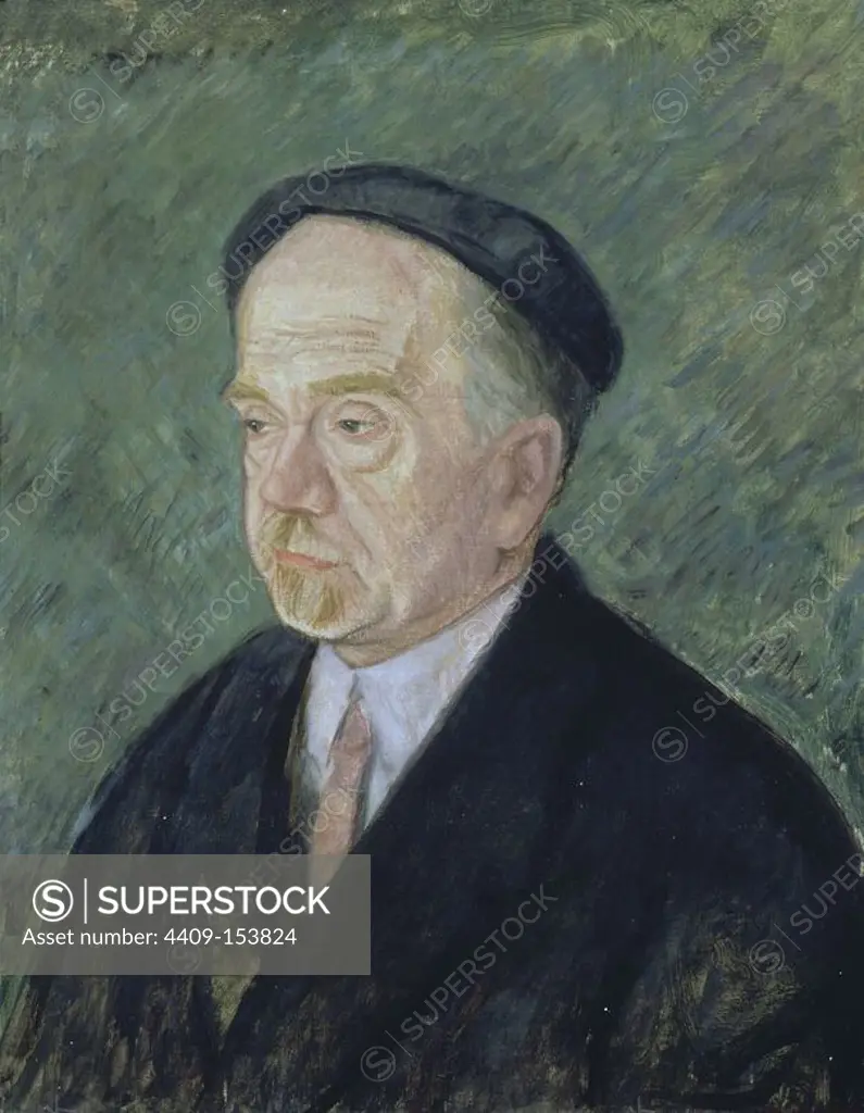 PORTRAIT OF PIO BAROJA - 1920-1925 - OIL ON CANVAS - 61X50 CM. Author: JUAN DE ECHEVARRIA (1875-1931). Location: BANCO URQUIJO. BILBAO. Biscay. SPAIN.