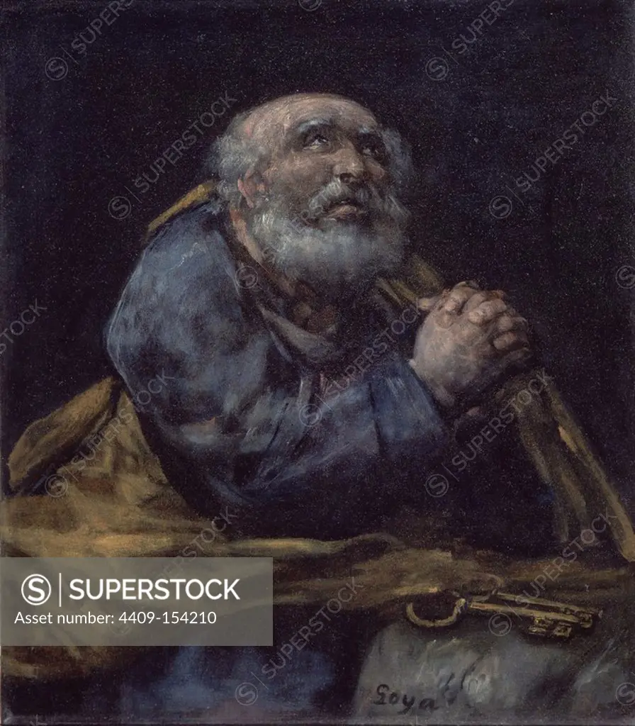 The Repentant St. Peter - 1820/24 - 73x64,1 cm - oil on canvas. Author: FRANCISCO DE GOYA. Location: PRIVATE COLLECTION. WASHINGTON D. C. APOSTLE PETER.