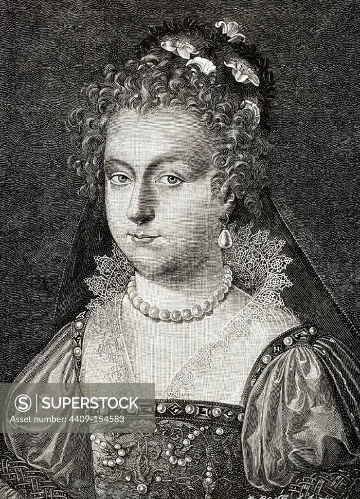 Elizabeth of York (1466-1503). Queen consort of England. Engraving by R. Bong. Universal History, 1885.