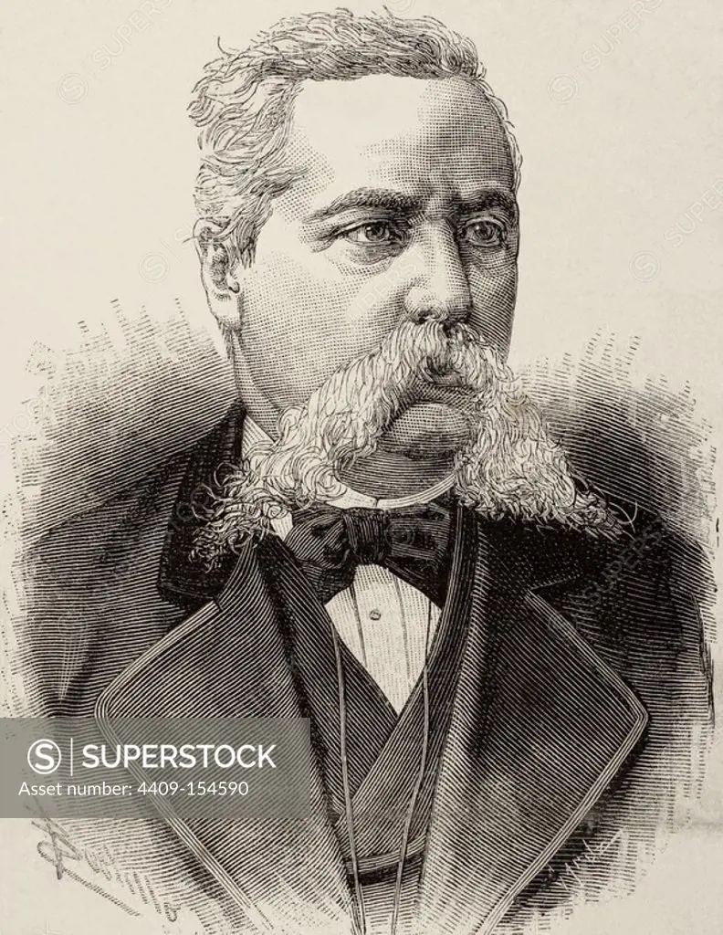 Francisco Isaura (1824-1885). Spanish bronzesmith and silversmith. Engraving by Capuz. The Spanish and American Illustration, 1885.