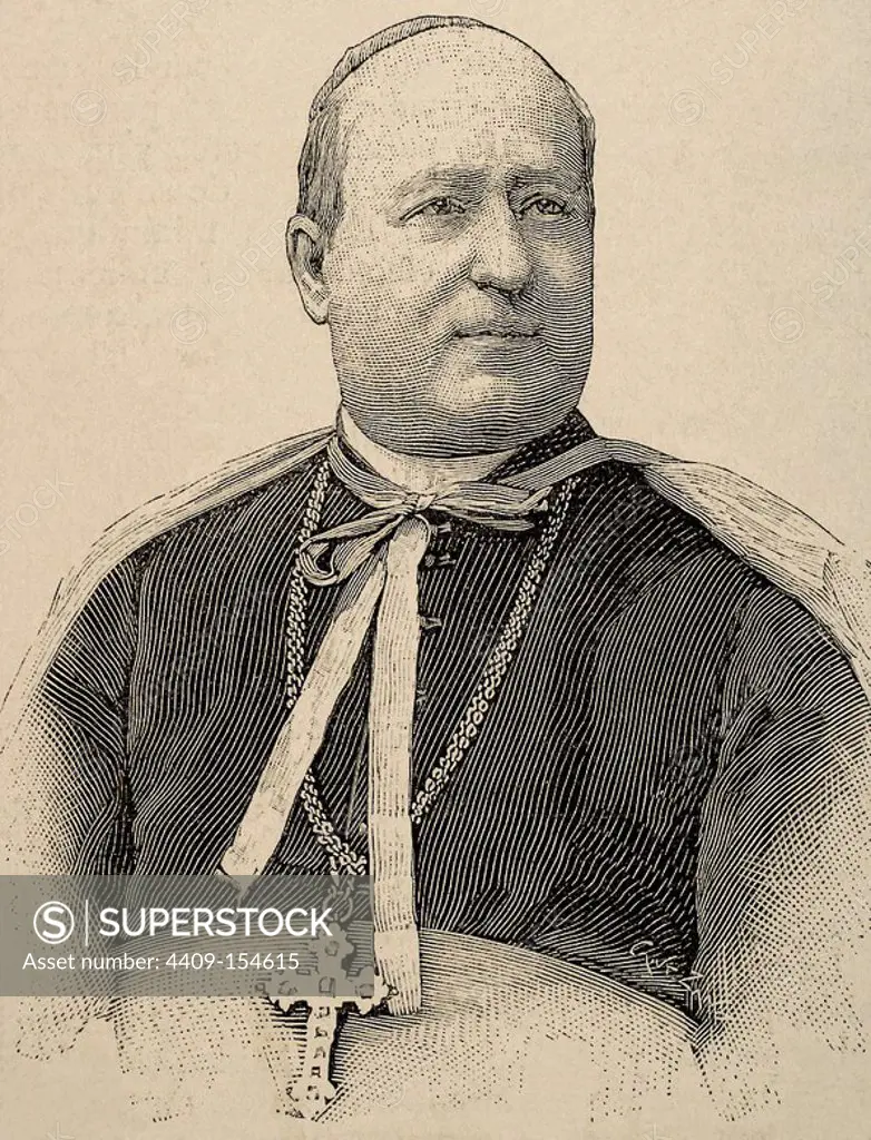 Domenico Maria Jacobini (1837-1900). Italian Cardinal of the Roman Catholic Church. Engraving by Cazano. The Artistic Illustration, 1896.