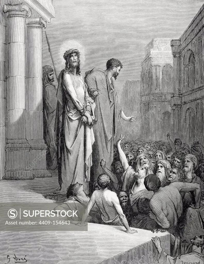 New Testament. Gospel of John. Chapter XIX. Jesus presented to the people. Gustave Dore's drawing. Engraving by Jonnard. 19th century.