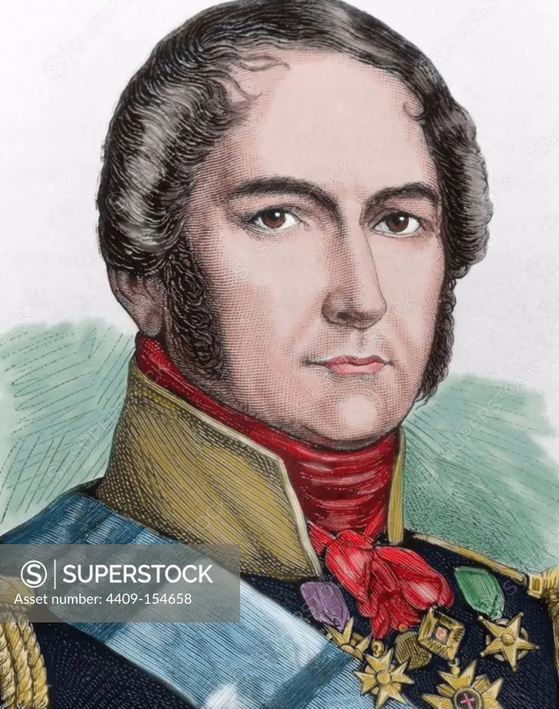 Leopold I of Belgium (1790-1865). In 1831 the first King of the Belgians, following Belgium's independence from the Netherlands. Engraving. Colored.