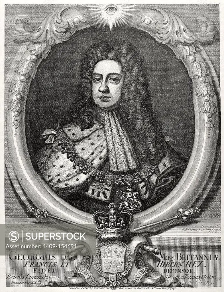 George II (1683-1760). King of Great Britain and Ireland. Elector of the Holy Roman Empire. Engraving at The Universal History.