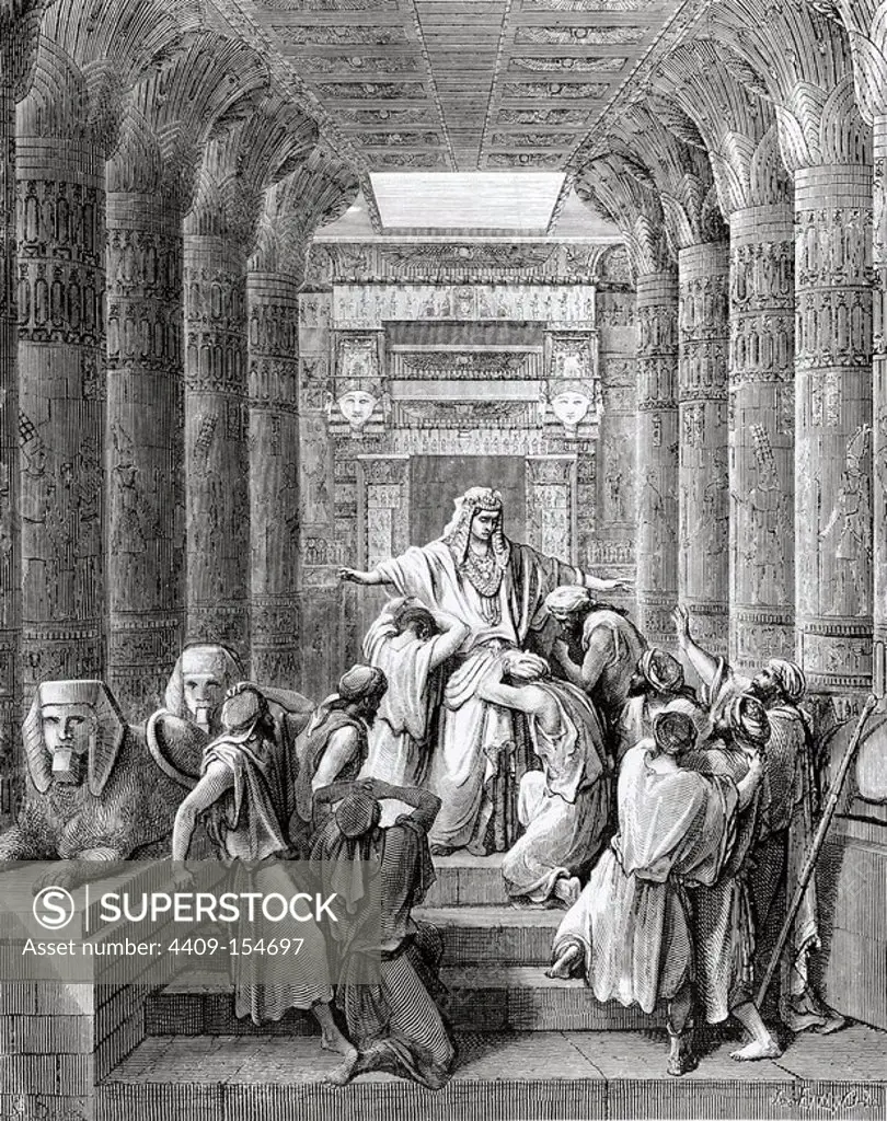 Old Testament. Genesis. Joseph. Patriarch of Israel. Joseph recognized by his brothers. Engraving by Gustave Dore. 19th century.
