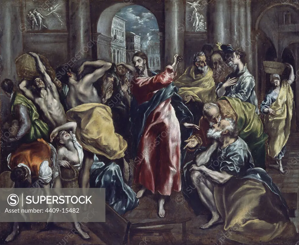 Christ Driving the Traders from the Temple - ca. 1600 - 106x130 cm - oil on canvas. Author: EL GRECO. Location: PRIVATE COLLECTION. MADRID. SPAIN.