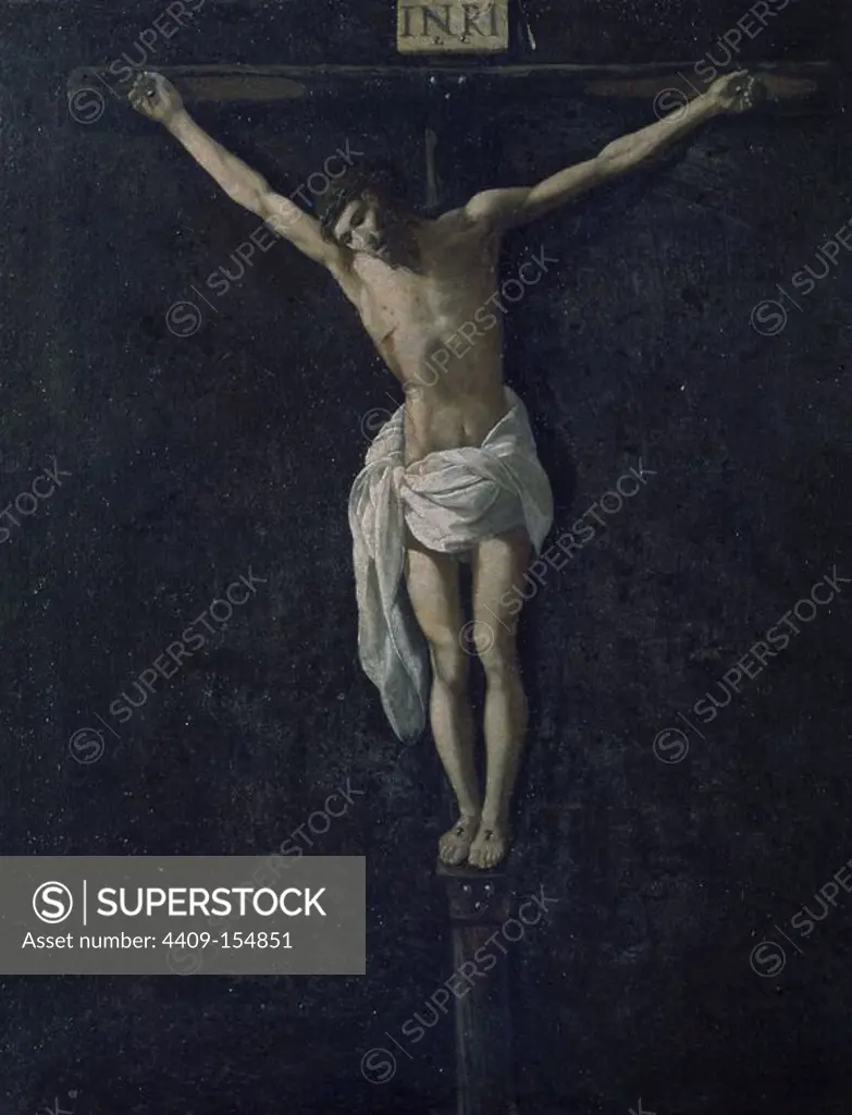 Christ on the Cross - 17th century - oil on canvas. Author: FRANCISCO DE ZURBARAN. Location: IGLESIA DE SAN JUAN BAUTISTA. MARCHENA. Seville. SPAIN. JESUS. CRISTO CRUCIFICADO.
