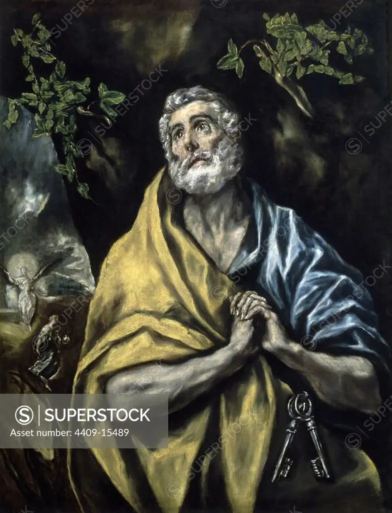 The Tears of St Peter - 1585/90 - 106x88 cm - oil on canvas - Spanish Mannerism. Author: EL GRECO. Location: NATIONAL GALLERY. OSLO. APOSTLE PETER.