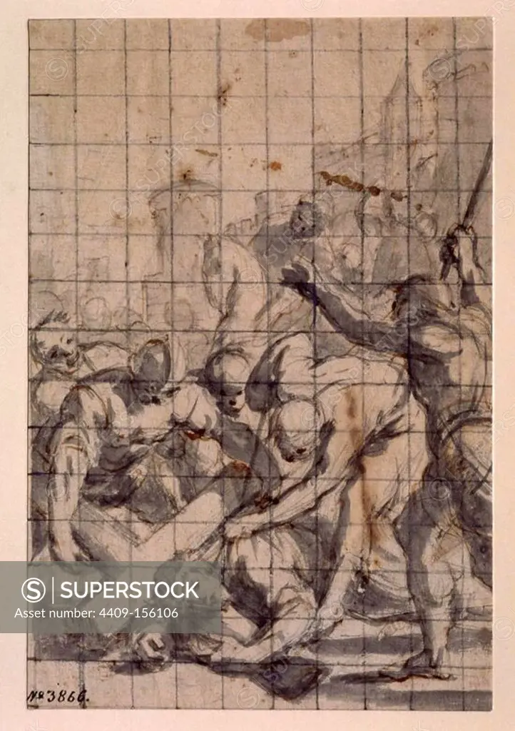 Drawing of Christ Falling under the Cross by Antoni Viladomat . 18th. Museum: Museu Nacional d'Art de Catalunya (MNAC), Barcelona, SPAIN.
