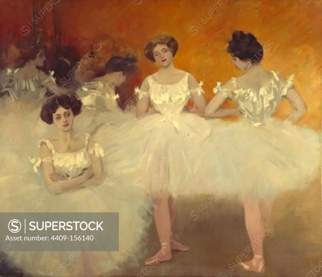 'Ballerinas Resting' by Ramon Casas. Oil on canvas, 1901-1902, 146.5 x 168 cm. Museum: Círculo del Liceo, Barcelona.