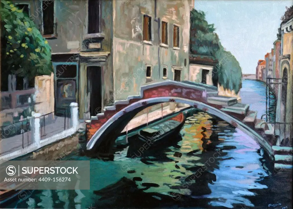 "Venecia - Reflejos en el canal". 2010. Oil on canvas. Author: MARIAN GUINOT.