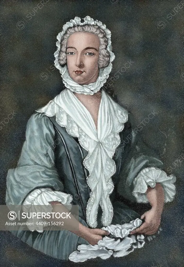 Charles Edward Stuart (1720-1788). Scottish aristocrat. Prince Charles Edward Stuart disguised as Betty Burke, 1747. Engraving in The Iberian Illustration, 1885. Colored.