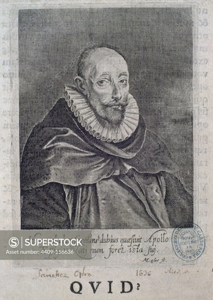 FRANCISCO SANCHEZ (1552-1632) PORTUGUESE PHILOSOPHER AND DOCTOR. Location: BIBLIOTECA NACIONAL-COLECCION. MADRID. SPAIN.