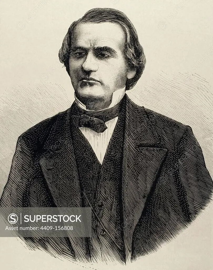 Andrew Johnson (1808 Ð 1875). 17th President of the United States, serving from 1865 to 1869. Democratic Party. Engraving in "La Ilustracion Espanola y Americana", 1875.