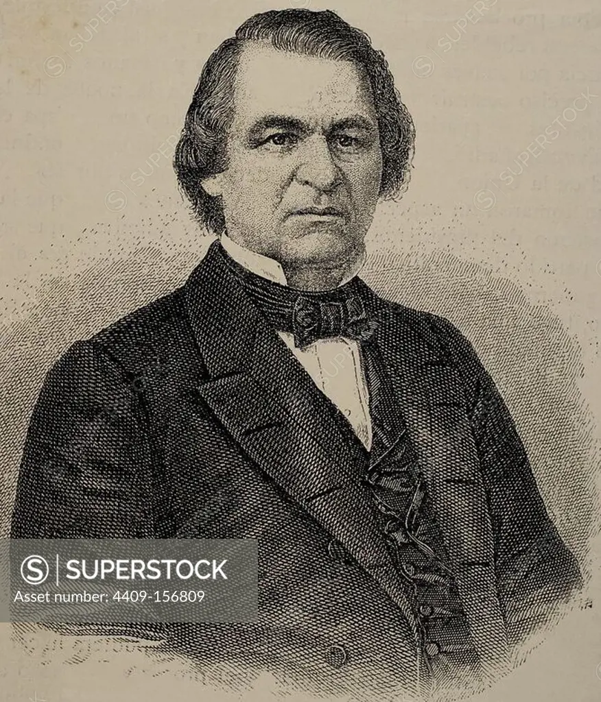 Andrew Johnson (1808 Ð 1875). 17th President of the United States, serving from 1865 to 1869. Democratic Party. Engraving in "Historia Universal", 1883.