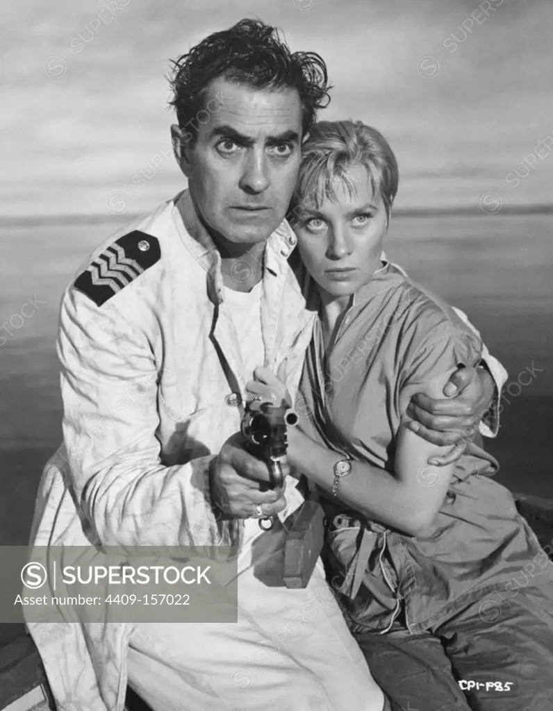 TYRONE POWER and MAI ZETTERLING in SEVEN WAVES AWAY (1957).