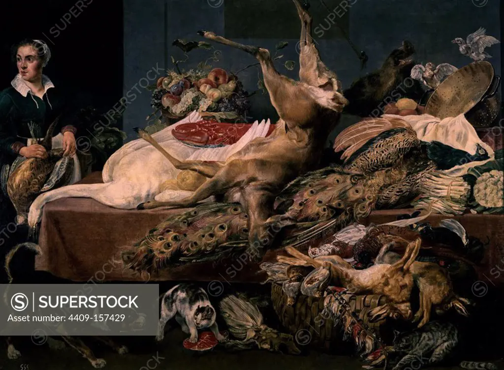 'La cocinera en la despensa', 17th century, Oil on canvas, 188 x 254 cm, P01765. Author: SNYDERS FRANS TALLER. Location: MUSEO DEL PRADO-PINTURA. MADRID. SPAIN.