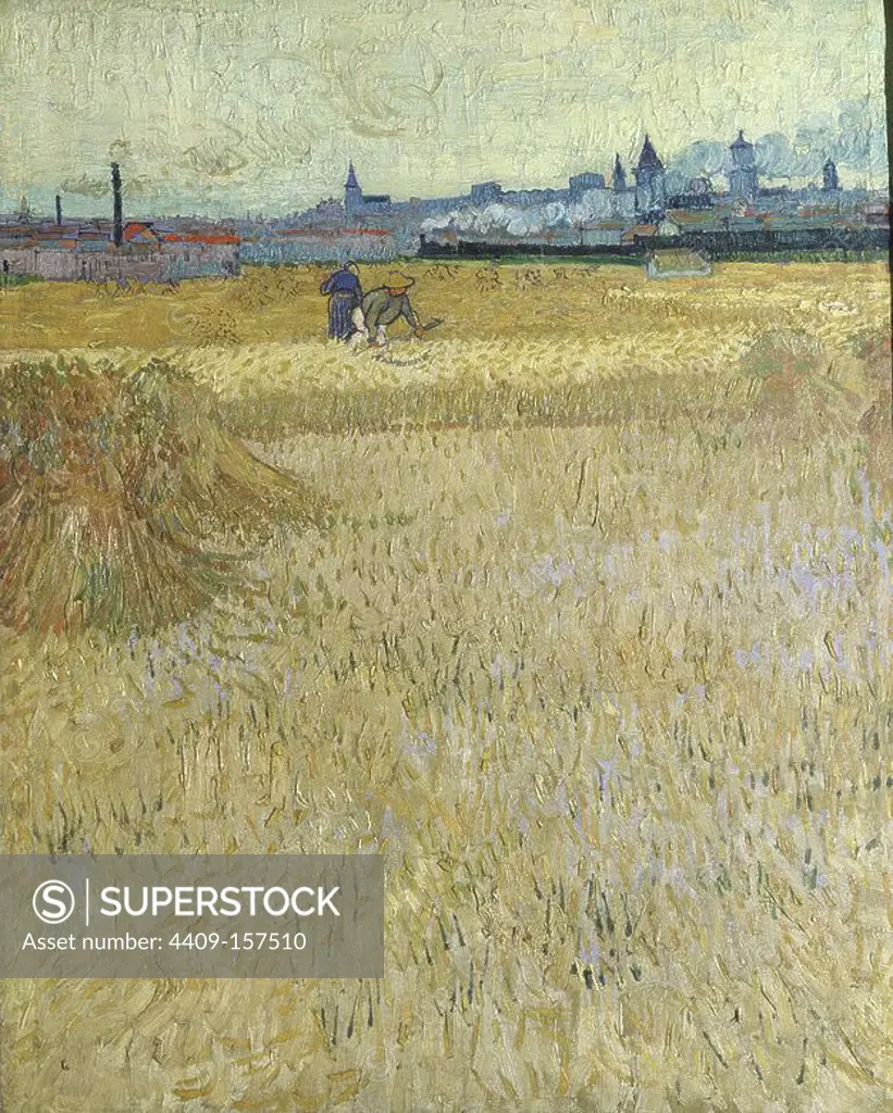 Wheatfield with Sheaves - 1888 - 73x54 cm - oil on canvas. Author: VICENT VAN GOGH (1853-1890). Location: MUSEE RODIN. France.