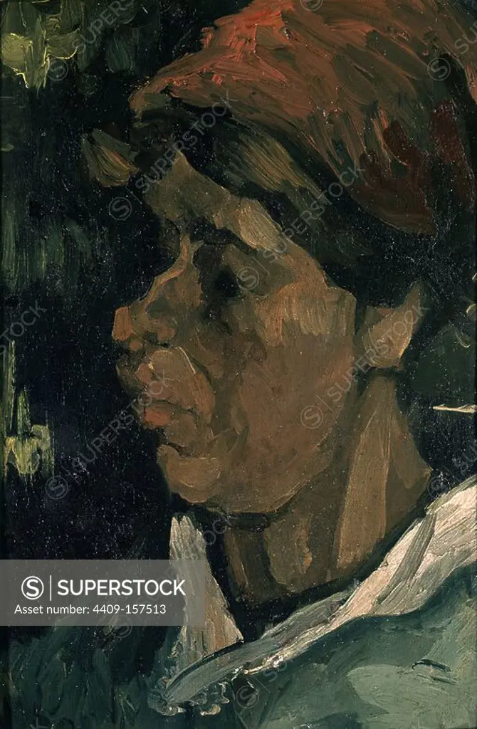 Head of a Dutch Peasant - 1885 - 38,5x26,5 cm - oil on canvas. Author: VICENT VAN GOGH (1853-1890). Location: MUSEE D'ORSAY. France.