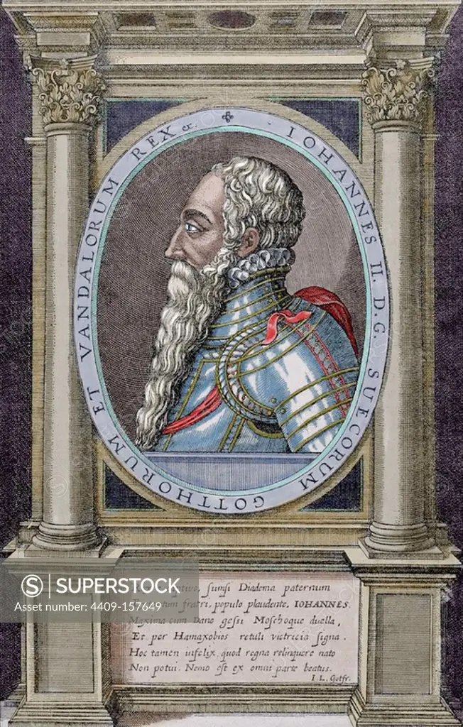 John or Hans (1455-1513). King of Denmark (1481-1513), Norway (1483-1513) and as John II of Sweden (1497-1501) in the Kalmar Union. Colored engraving "Historia Universal", 1883.