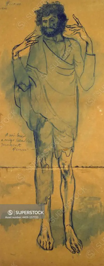 Pablo Picasso / 'The Madman', 1904, Watercolor on paper, 85 x 35 cm, MPB 4.272. Museum: Museu Picasso, Barcelona.