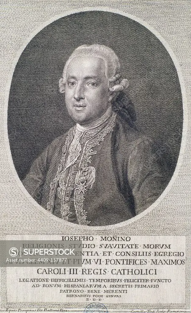 J MONINO Y REDONDO CONDE DE FLORIDABLANCA (1727-1808). Location: BIBLIOTECA NACIONAL-COLECCION. MADRID. SPAIN. JOSE MOÑINO Y REDONDO (1728-1808). CONDE DE FLORIDABLANCA (1728-1808).