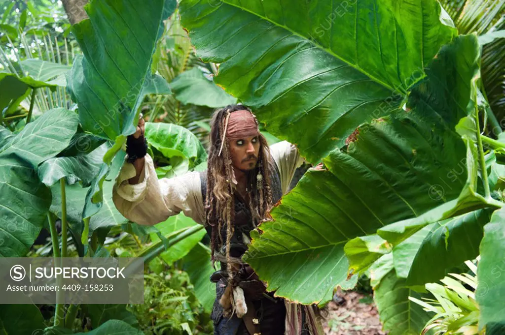JOHNNY DEPP in PIRATES OF THE CARIBBEAN: ON STRANGER TIDES (2011), directed by ROB MARSHALL.
