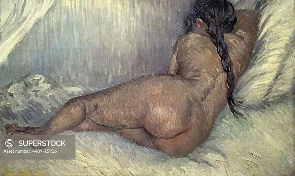 Dutch school. Naked woman. 1887. Oil on canvas (38 x 61 cm). Paris, private collection. Author: VICENT VAN GOGH (1853-1890). Location: PRIVATE COLLECTION. France.