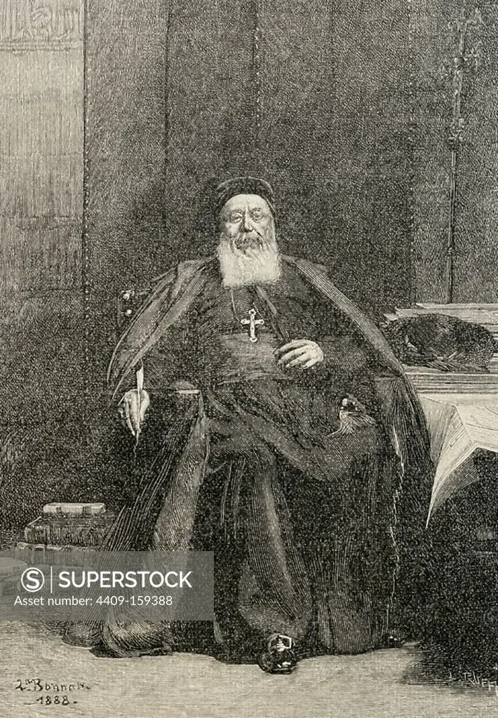 Charles Lavigerie (1825-1892). French missionary and cardinal. Engraving by Bonnat, 1888.