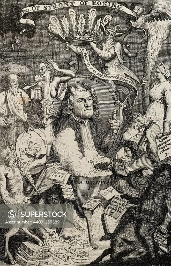 John Law (1671-1729). Scottish economist. Dutch satirical engraving.