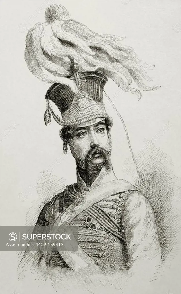 Diego de Leon, Count of Belascoain (1807-1841). Spanish military. Engraving.