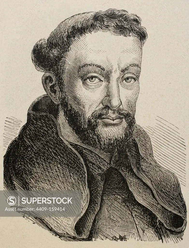 Brother Luis de Leon (1528-1591). Spanish augustinian friar, poet and theologian. Engraving by M. Verges in The Universal History, 1917.