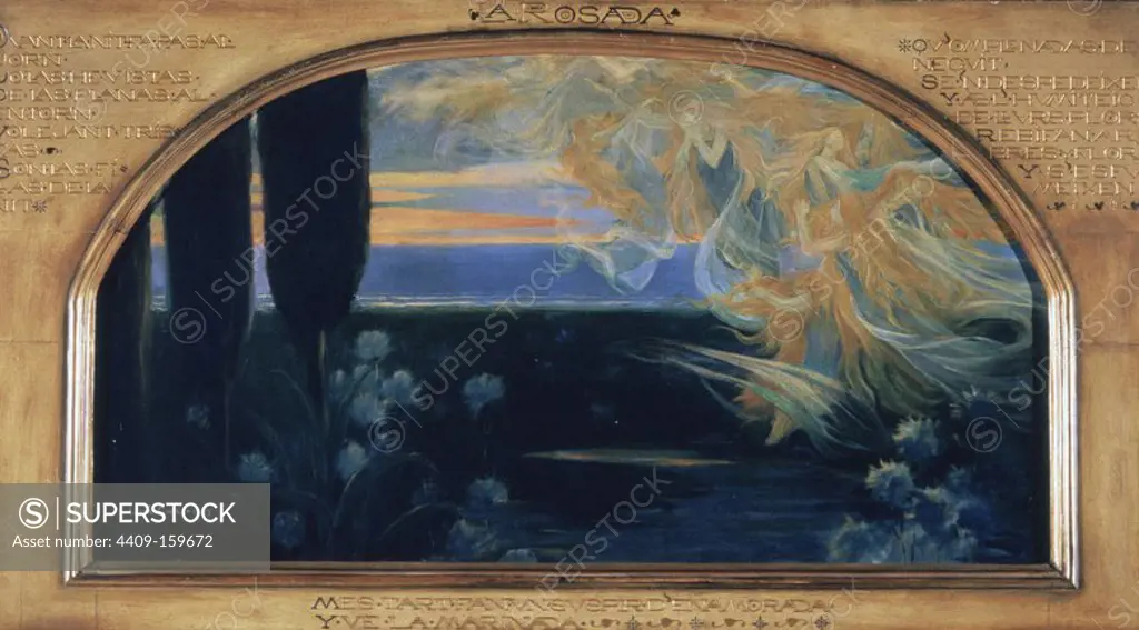 The Dew - 1897 - 72x130 cm - oil on canvas. Author: ADRIA GUAL QUERALT. Location: MUSEU NACIONAL D'ART CATALUNYA. Barcelona. SPAIN.