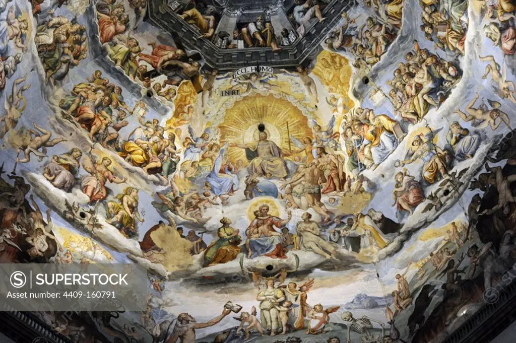 Italy. Florence. Last Judgement frescoes of the Dome of Brunelleschi, by Giorgio Vasari (1511-1574) and Zuccari (1572-1579). Detail.