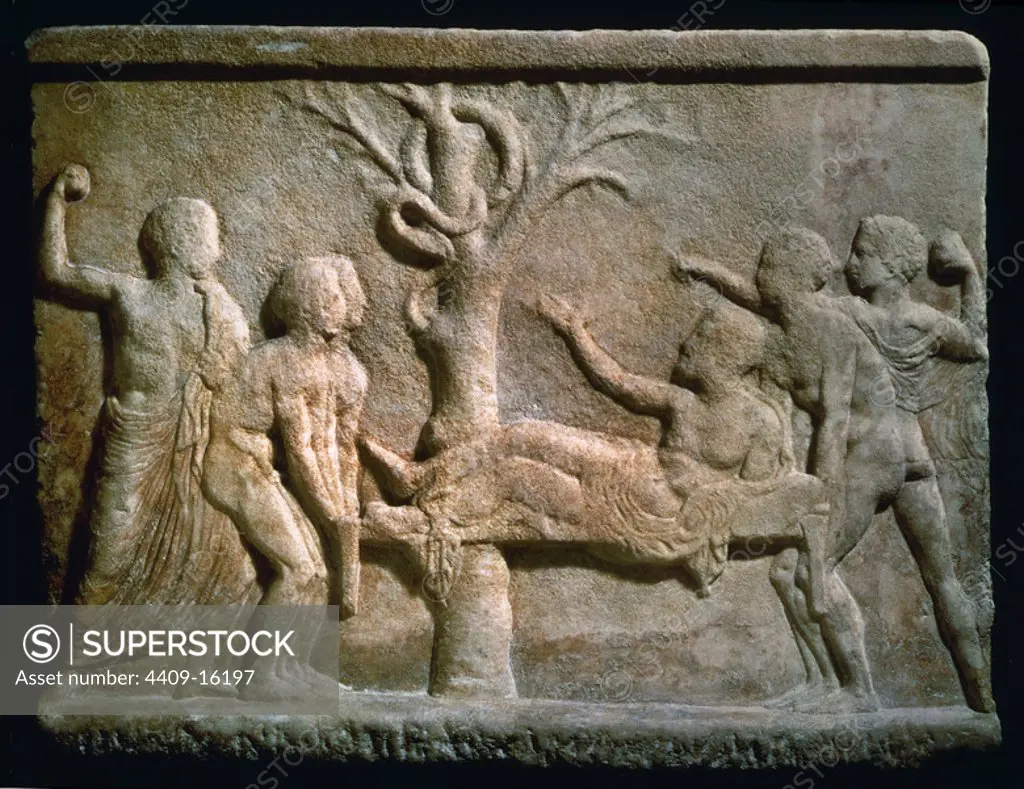 GREEK SCULPTURE-RELIEF OF THE SICK MAN CURED BY ESCUL. ESCULAPIO ASCLEPIO.