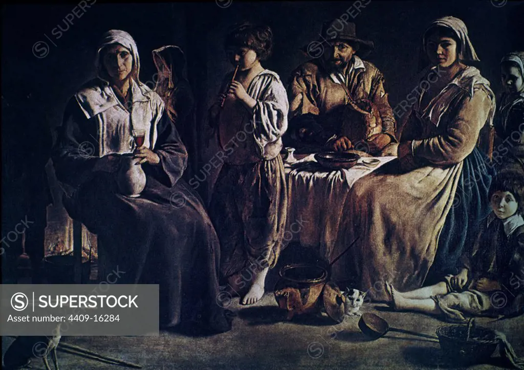Peasant Family in an Interior - 1640 - 113x159 cm - oil on canvas - French Baroque. Author: LOUIS LE NAIN. Location: LOUVRE MUSEUM-PAINTINGS. France.