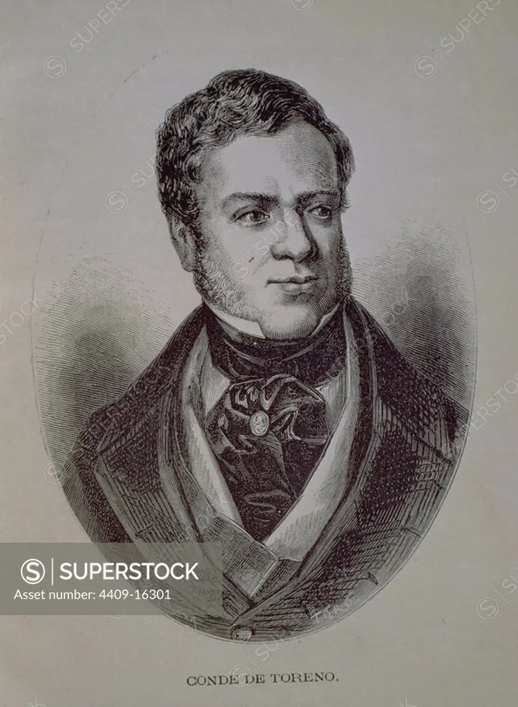 JOSE MARIA QUEIPO DE LLANO CONDE DE TORENO (1786-1843) - GRABADO SIGLO XIX.