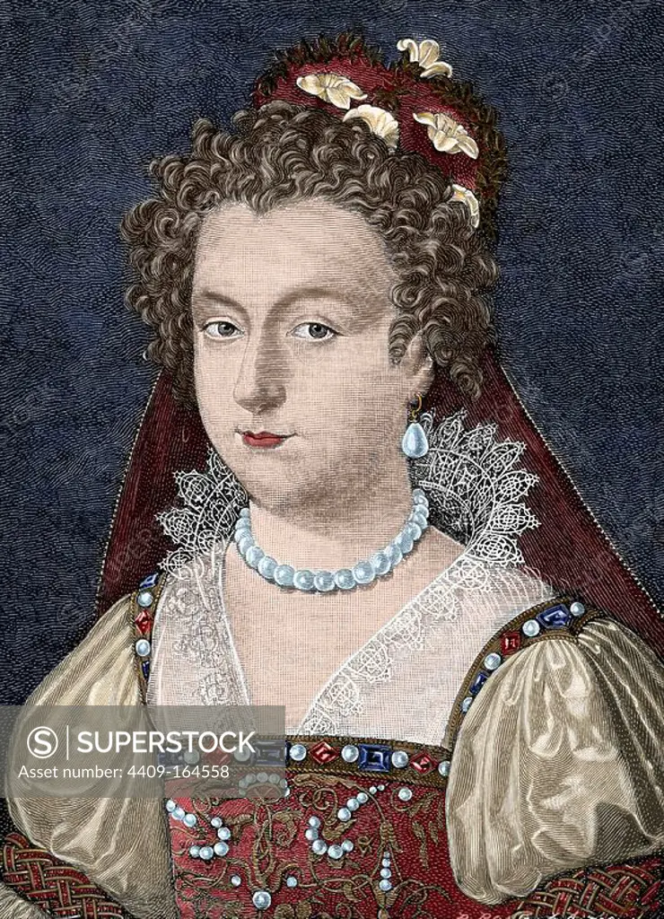 Elizabeth of York (1466-1503). Queen consort of England. Engraving by R. Bong. Universal History, 1885. Colored.