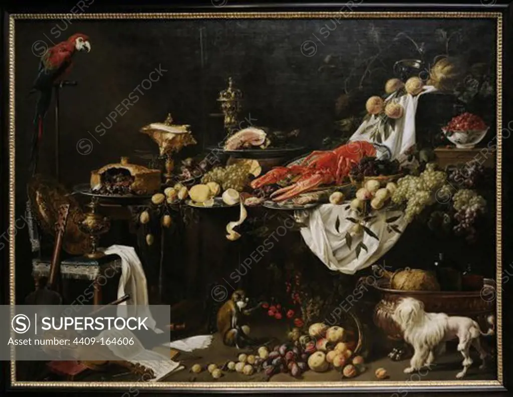 ARTE BARROCO. HOLANDA. Adriaen van Utrecht (1599-1651-52). Pintor flamenco especialista en bodegones. "Banquete de Naturaleza Muerta". Oleo sobre lienzo, 1644. Rijksmuseum. Amsterdam. Holanda.