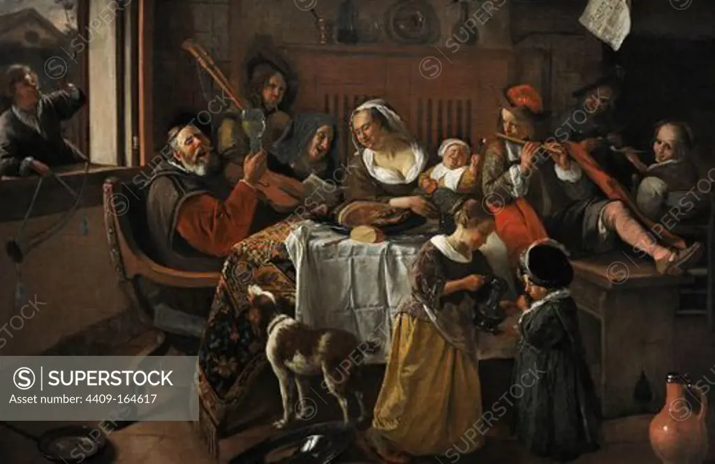ARTE BARROCO. HOLANDA. Jan Havickszoon Steen, (1626-1679) pintor holandés de la Edad de Oro. "La familia Merry". Oleo sobre lienzo, 1668. Rijksmuseum. Amsterdam. Países Bajos.
