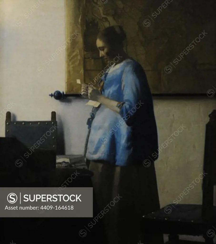 ARTE BARROCO. HOLANDA. Johannes Vermeer (1632-1675). "Mujer leyendo uan carta". Oleo sobre lienzo, 1663. Rijksmuseum. Amsterdam. Países Bajos.