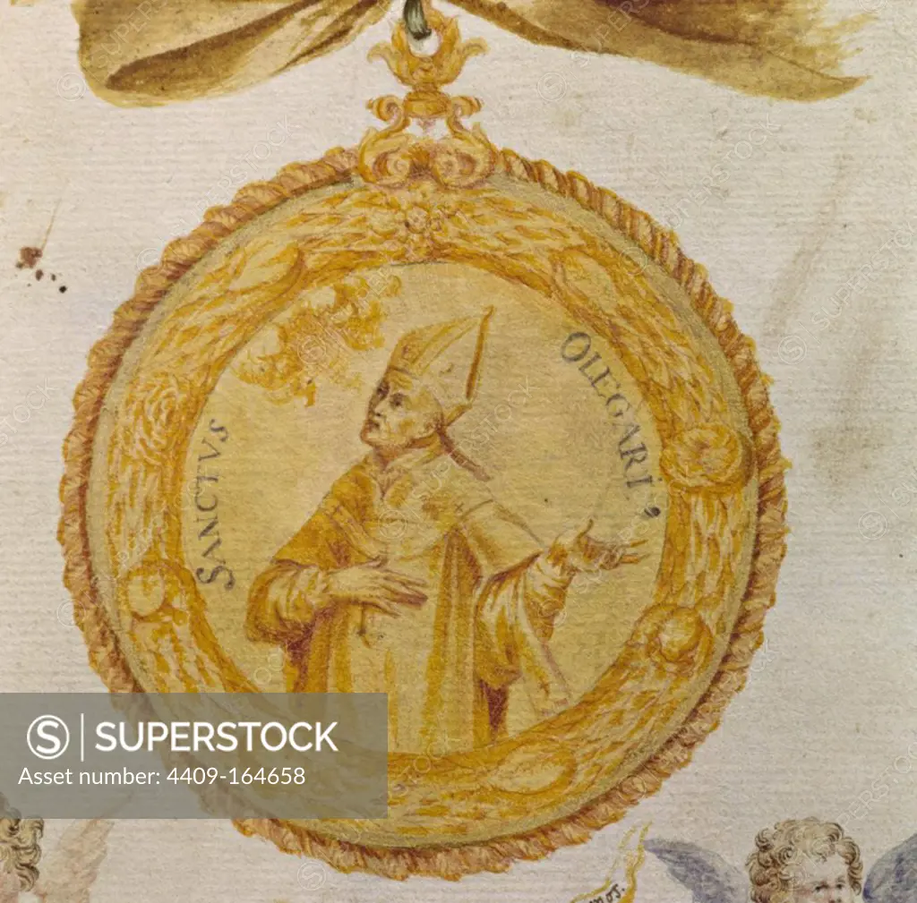 Medallion of Saint Olegarius, 17th century. 'Llibres of Passsanties', Silversmith's Guild. Museum: Museo de Historia, Barcelona.