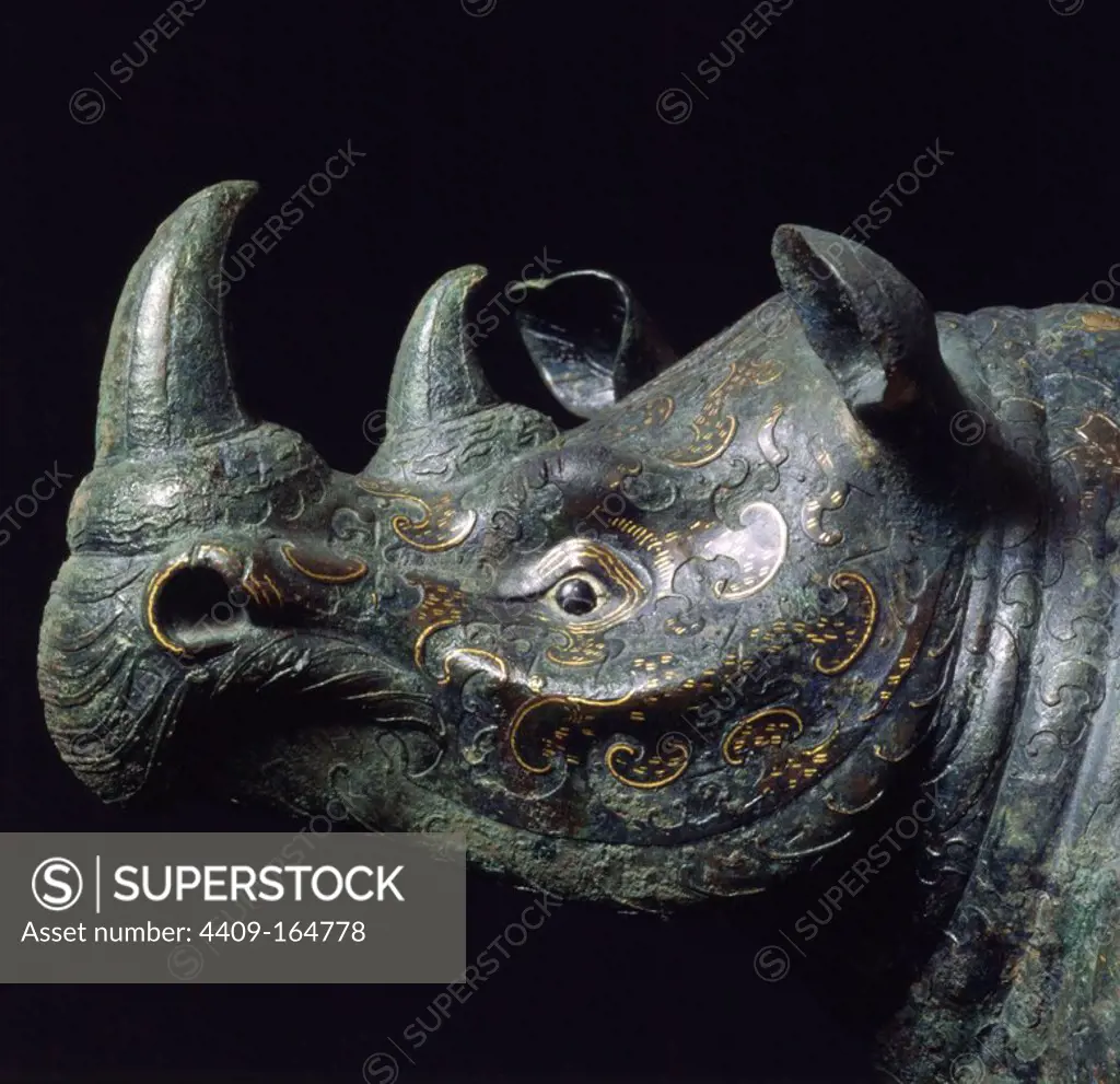 Rhinoceros wine (detail) vessel dating to the Han Dynasty (206 BC  AD 9).