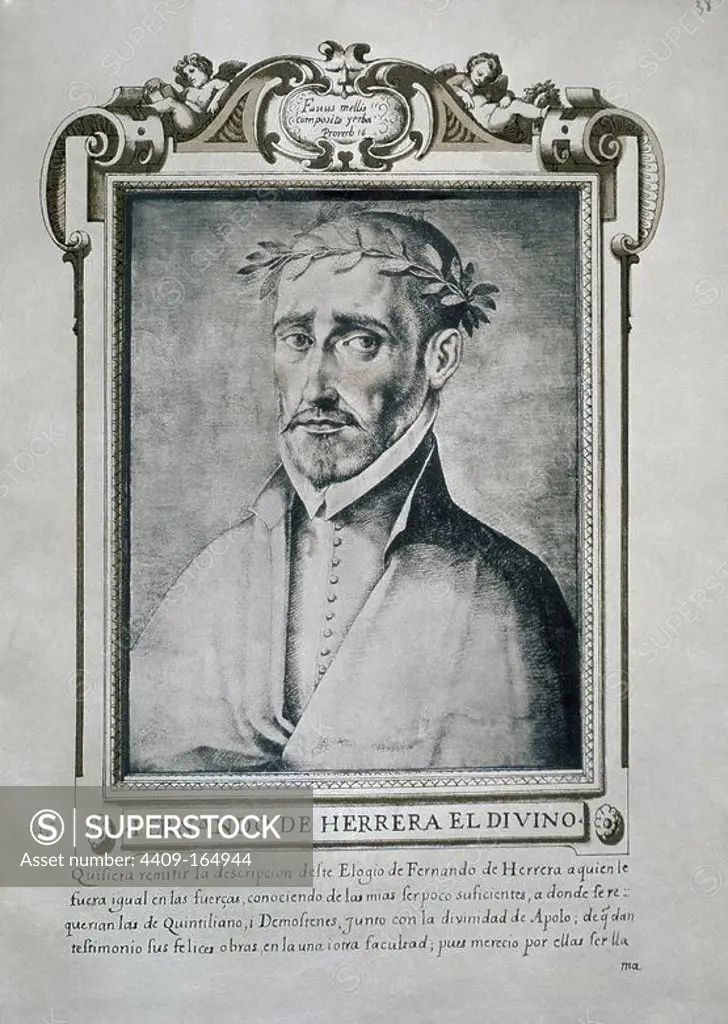 FERNANDO DE HERRERA (1534-1597) - LIBRO DE RETRATOS DE ILUSTRES Y MEMORABLES VARONES - 1599. Author: FRANCISCO PACHECO. Location: BIBLIOTECA NACIONAL-COLECCION. MADRID. SPAIN.