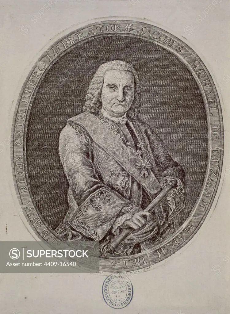 JAIME MIGUEL DE GUZMAN-DAVALOS Y SPINOLA - II MARQUES DE LA MINA (1690-1765). Location: BIBLIOTECA NACIONAL-COLECCION. MADRID. SPAIN. MARQUES DE LA MINA. GUZMAN-DAVALO SPINOLA JAIME-II MARQUES DE LA MINA.